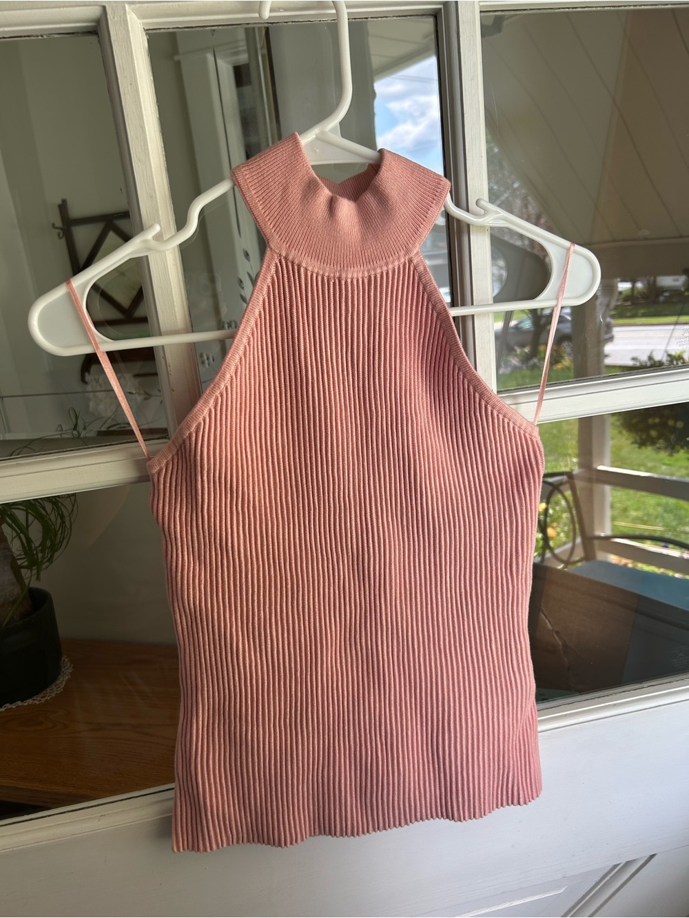 Guess Ribbed Halter Knit Cami in Dusty Pink